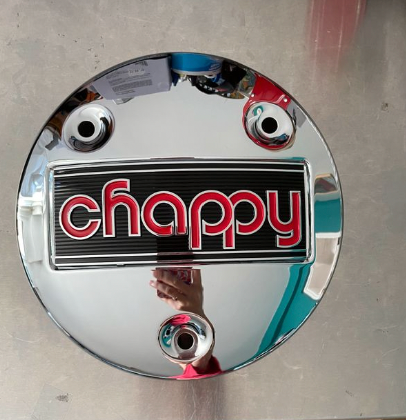 Plaque chrome + embleme neuf Yamaha d'origine Chappy