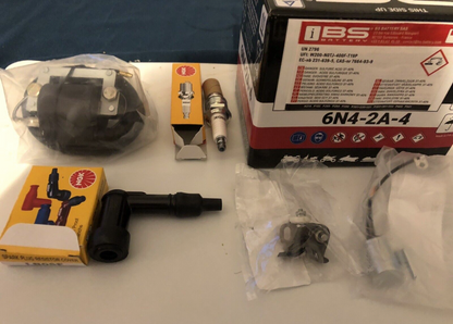 Kit allumage ( Batterie, rupteur et le condensateur, bobine refabrication, bougie, antiparasite)