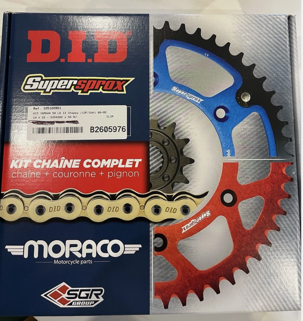 Kit Chaîne Complet DID Yamaha Chappy 50 LB II 13F 3WH (1980-1995) 