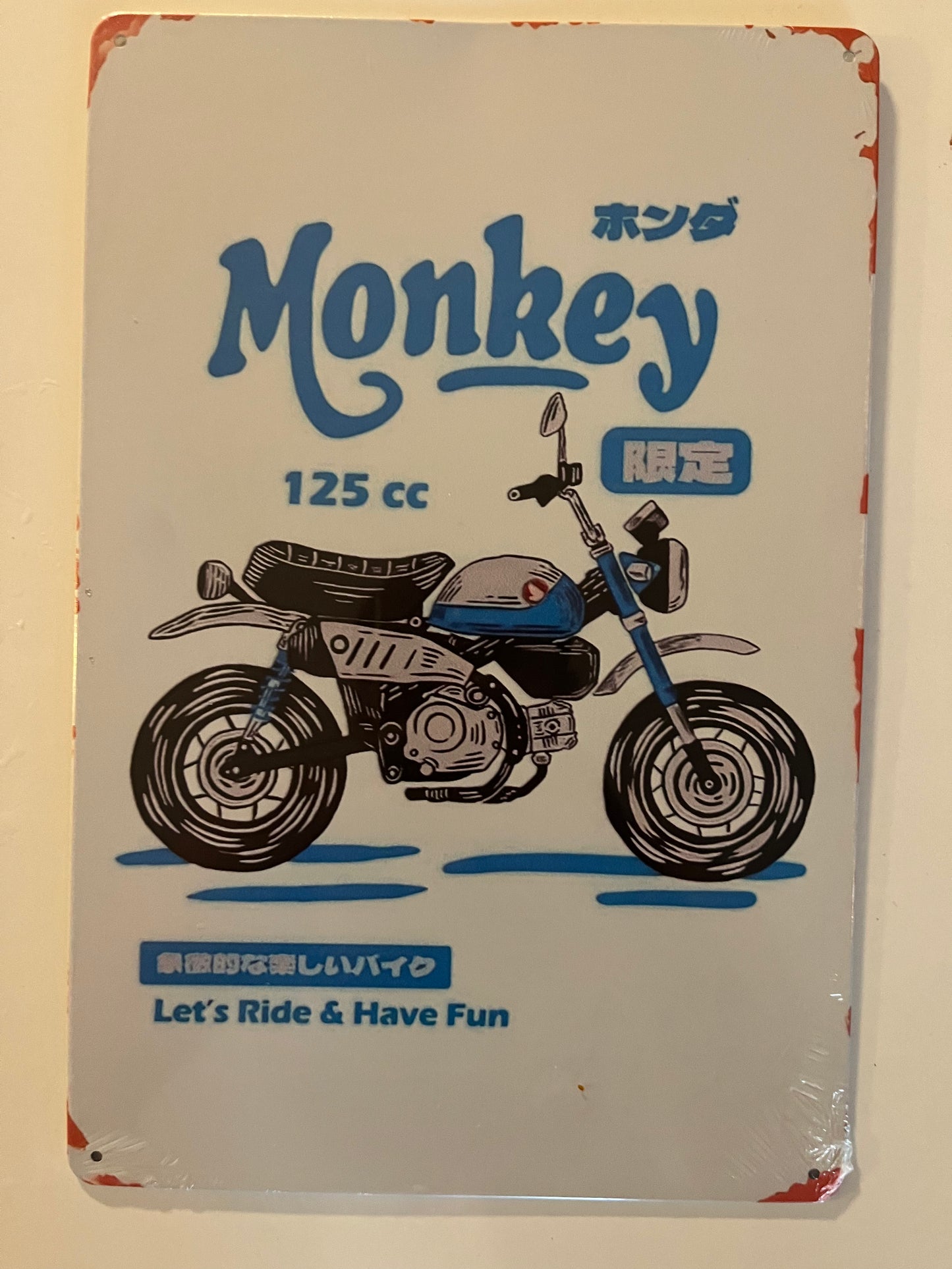 Plaque Décorative en Métal - Honda Monkey