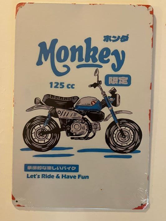 Plaque Décorative en Métal - Honda Monkey